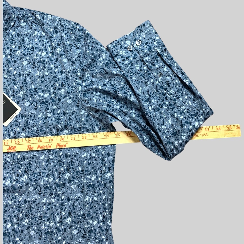 Bugatchi Ooohcotton Shirt Mens XL Cobalt Jax Double Sided Mosaic 8 Way Stretch - Picture 7 of 11